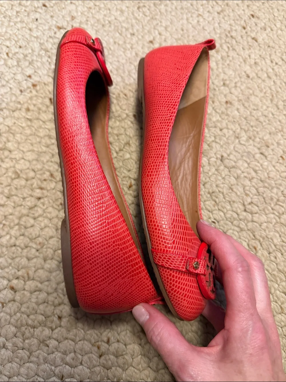 GUC Tory Burch Mini Miller Flat in Micro Melon Tejus, size 10M - Picture 3 of 4